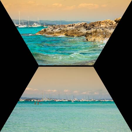 Collage of island of Formentera, Spain. Europe.の写真素材