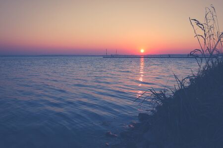 Sunset on the Bay of Puckの写真素材