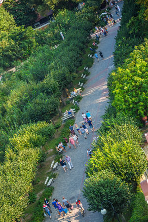 Sopot,Poland-September 7,2016: People Taking A Walk On Hot Summer Day In Public Parkのeditorial素材