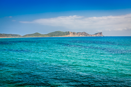 Ibiza island,beach Ses Salines  in Sant Josep at Balearic islandsの写真素材