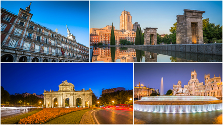 Collage of tourist photos of the Madridのeditorial素材