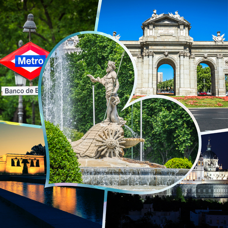 Collage of tourist photos of the Madridのeditorial素材
