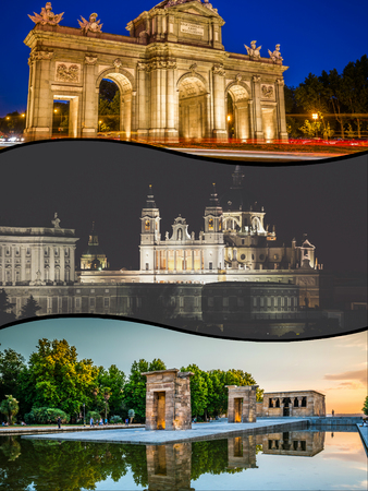 Collage of tourist photos of the Madridのeditorial素材