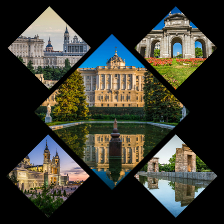 Collage of tourist photos of the Madridの写真素材