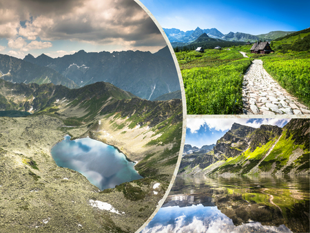 Collage of Zakopane mountain national park in Poloniaの写真素材