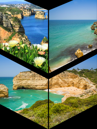 Collage of tourist photos of the Lagos Portugal.の写真素材