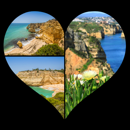 Collage of tourist photos of the Lagos Portugal.の写真素材