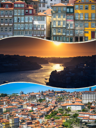 Collage of tourist photos of the Porto, Portugalの写真素材