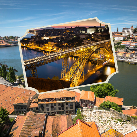 Collage of tourist photos of the Porto, Portugalの写真素材