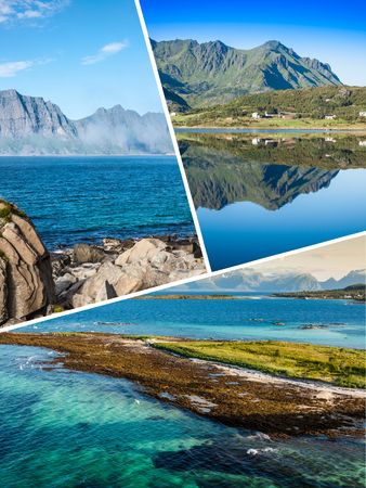 Collage of tourist photos of the Norway.の写真素材