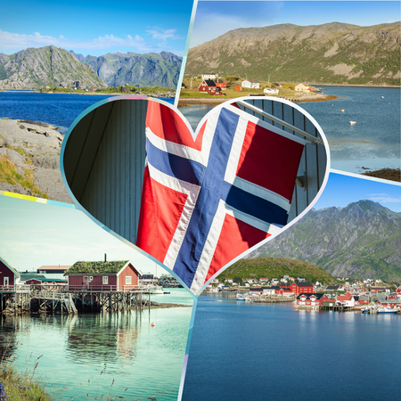 Collage of tourist photos of the Norway.の写真素材