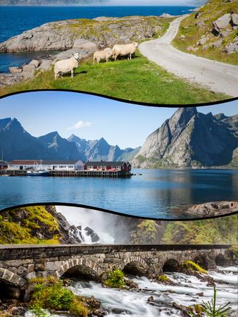 Collage of tourist photos of the Norway.の写真素材