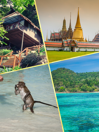 Collage of tourist photos of the Thailand.の写真素材