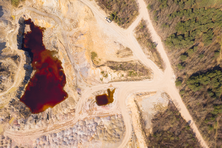 Quarry fluxes for the steel industry, flooded with waterの写真素材