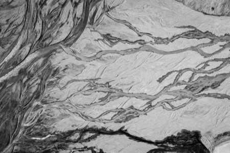 Aerial photograph of a glacial river
