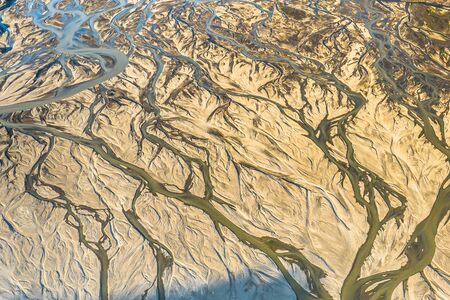 Aerial photograph of a glacial river