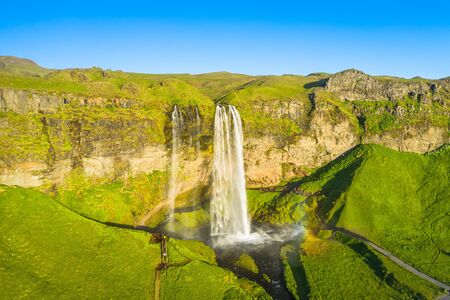 Seljalandsfoss Waterfall in South Iceland.の写真素材