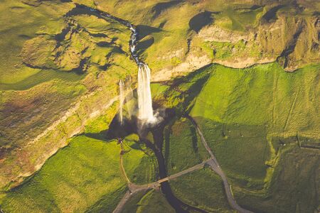 Seljalandsfoss Waterfall in South Iceland.の写真素材