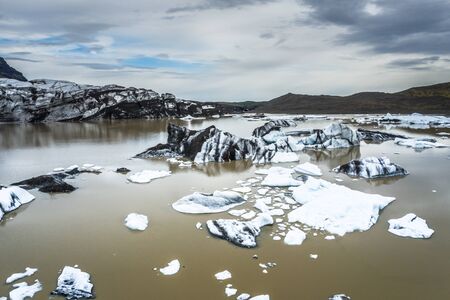 Aerial view of glacier from above,Vatnajokull National Park in Iceland.の写真素材