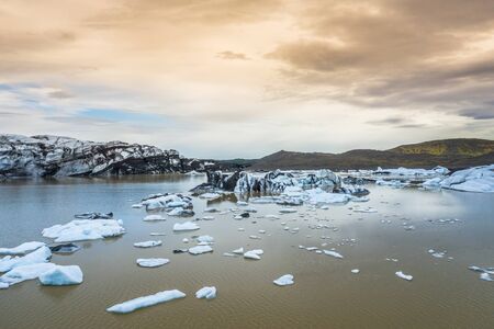Aerial view of glacier from above,Vatnajokull National Park in Iceland.