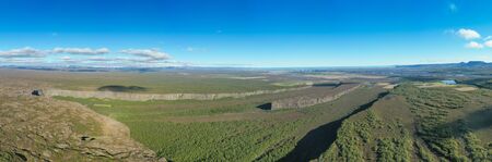 Asbyrgi is a horseshoe-shaped canyon in Jokulsargljufur national park, Iceland.の写真素材