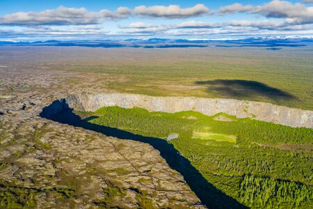 Asbyrgi is a horseshoe-shaped canyon in Jokulsargljufur national park, Iceland.の写真素材