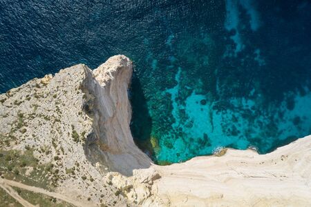 Aerial view of Sanap cliffs. Gozo island, Malta