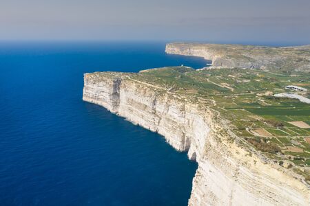 Aerial view of Sanap cliffs. Gozo island, Maltaの写真素材
