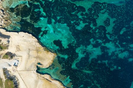Aerial view of Salt pans in the Island of Maltaの写真素材