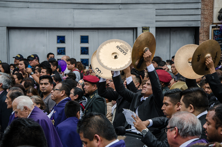 Lima, Peru - OCTOBER 28th 2017: Procession of the Lord of Miracles. Devotees and the Procession Band