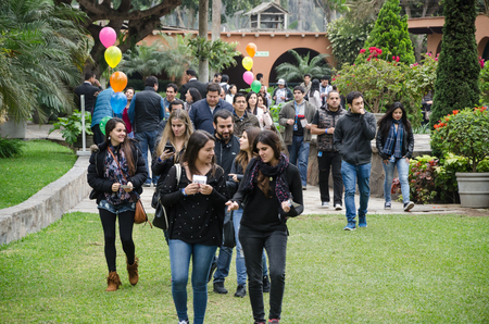 Lima, Peru - AUGUST 18th 2017: Entel Festival . The public entering the festivalのeditorial素材