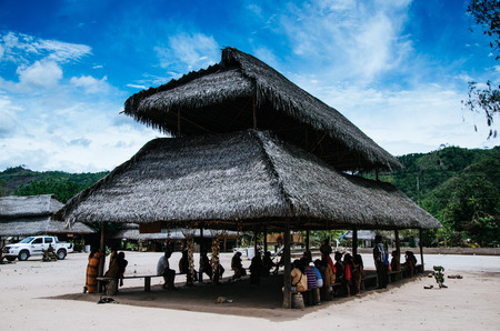 Typical houses in Pichanaki located in Chanchamayo (Central Peruvian jungle)の写真素材