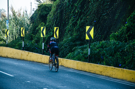 LIMA, PERU - APRIL 22th 2018: Ironman 70.3. Athletes competing in the second stage of this great competition that is now cyclingのeditorial素材