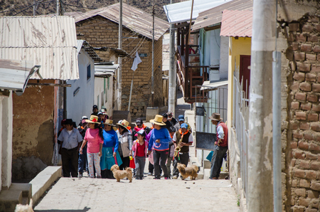 Lima, Peru - 2 SEPTEMBER 2018: Procession in the town of San Pedro de Castas , Town located east of Lima - Peruのeditorial素材