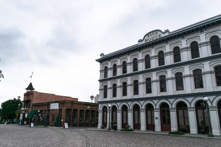 LOS ANGELES, USA - FEBRUARY 18, 2017: The historic Pico House luxury hotel, completed in 1870 by the last Mexican Governor of Alta California, Pio Pico, is shown during a sunny afternoon in downtownのeditorial素材