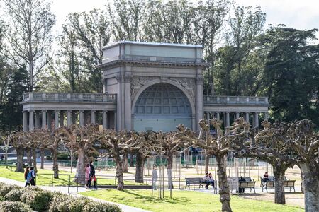 SAN FRANCISCO, USA - FEBRUARY 26, 2017: Golden Gate Park in San Francisco, The Picture shows the Bandshell aka Spreckles Temple of Music nearby the M. H. de Young Memorial Museumのeditorial素材