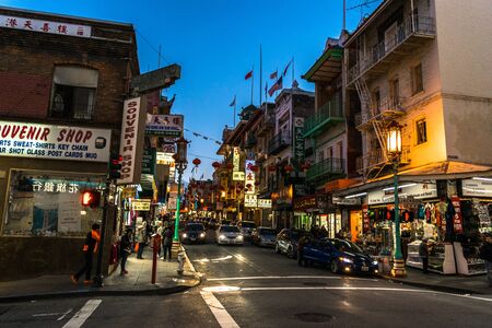 SAN FRANCISCO, USA - FEBRUARY 22, 2017: San Franciscos Chinatown is one of North Americas largest Chinatowns. It is also the oldest Chinatown in the USAのeditorial素材