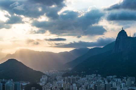 Aerial view of Rio de Janeiro with Christ Redeemer and Corcovado Mountain. Brazil. Latin America, horizontalの写真素材