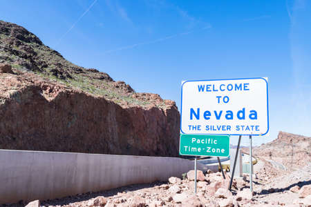 Welcome to Nevada road sign - the silver state - USAの写真素材