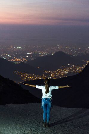 Beautiful view of the Sunset from Apu Siqay, located in Villa Maria - Lima - Peruの写真素材