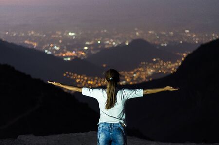 Beautiful view of the Sunset from Apu Siqay, located in Villa Maria - Lima - Peruの写真素材