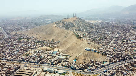 Aerial view of Cerro La Milla located in the district of San Martin de Porres north of Lima - Peru.の写真素材