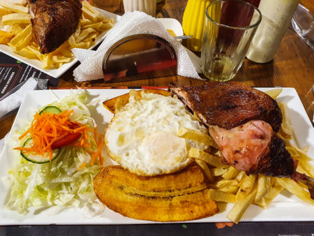 Traditional latin american cuisine platter with grilled meatの写真素材