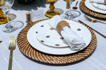 Elegant outdoor dining table setting is ready for guests