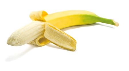 banana is isolated on a white backgroundの写真素材