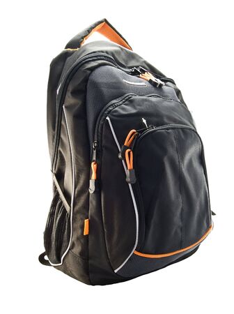 school backpack is isolated on whiteの写真素材