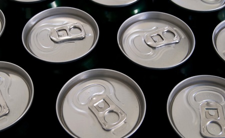 cans of soft drink close up
