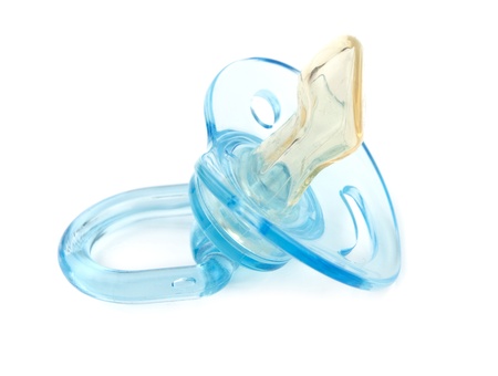 blue pacifier is isolated on white