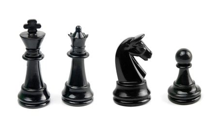 black chess isolated on whiteの写真素材