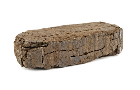 peat fuel block for use in an open fire の写真素材